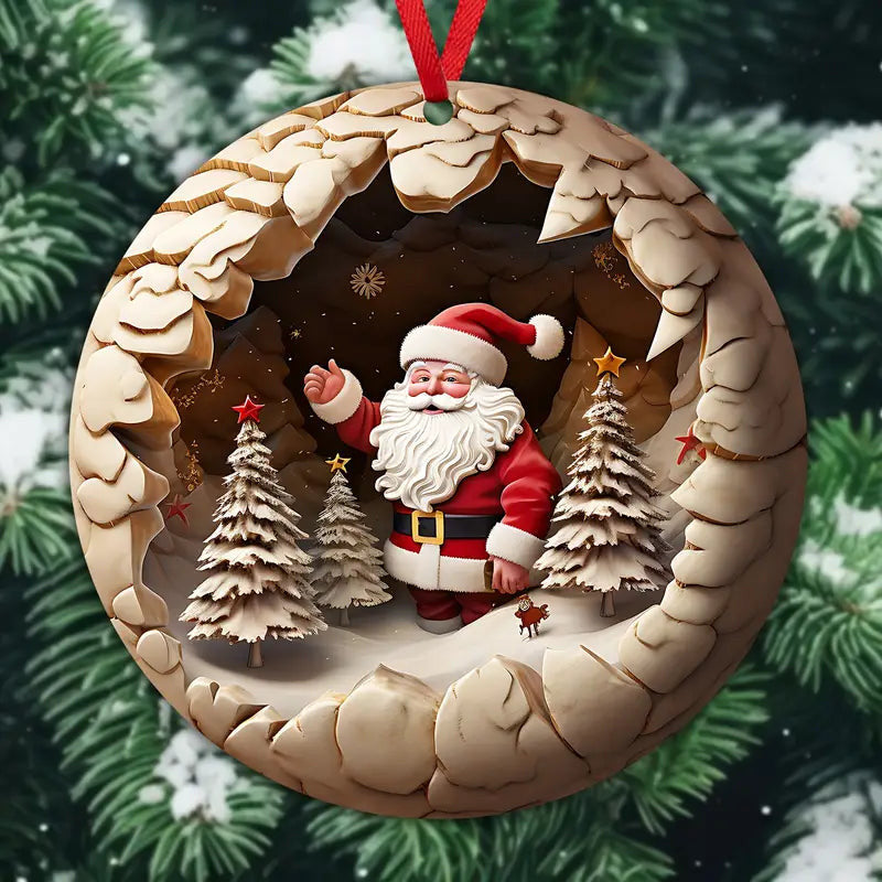 Bestchoo 2D Acrylic Ornament - Pack Discount Christmas Santa Wooden Pendants
