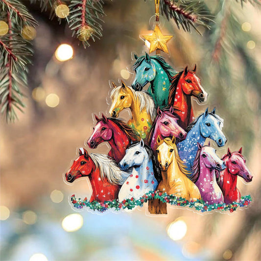 Bestchoo 2D Acrylic Ornament Gentle Merry Christmas Horses