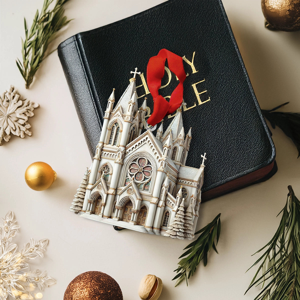 Bestchoo 2D Acrylic Ornament Cathedral Of Faith Christmas