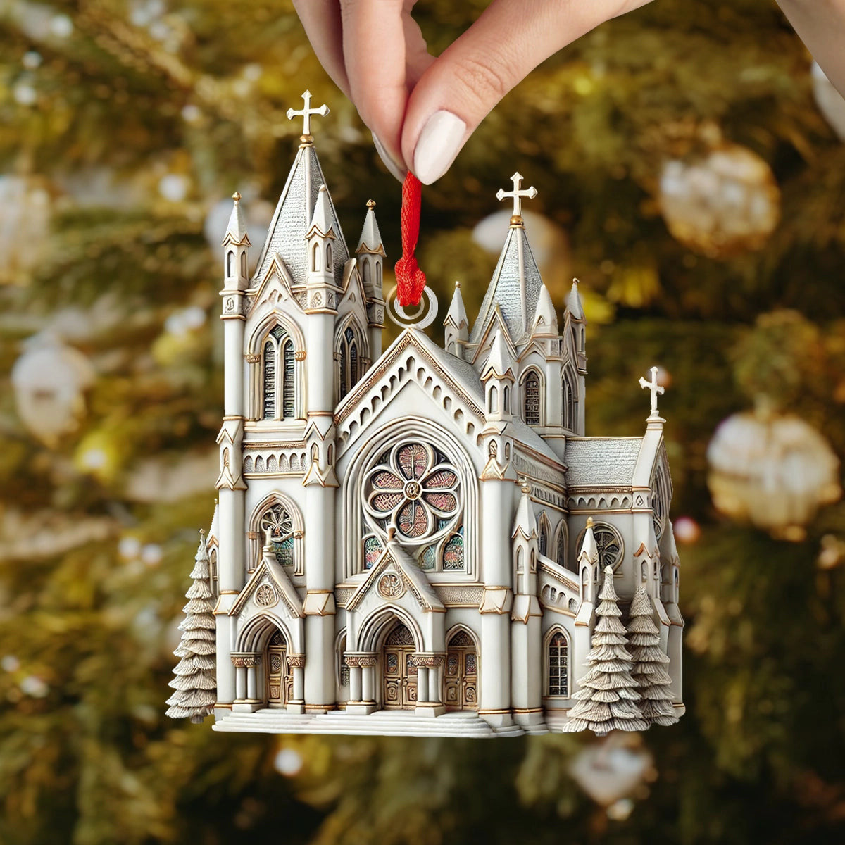 Bestchoo 2D Acrylic Ornament Cathedral Of Faith Christmas