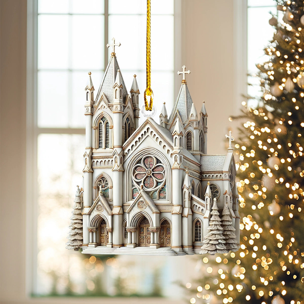 Bestchoo 2D Acrylic Ornament Cathedral Of Faith Christmas