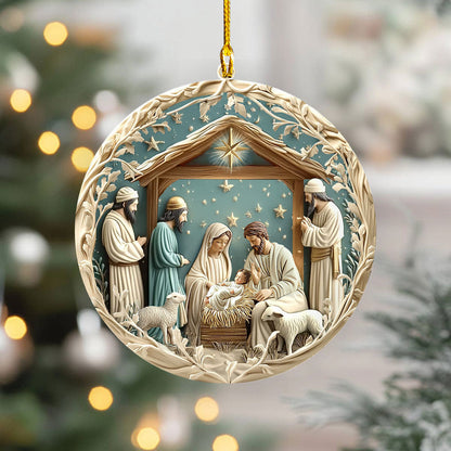Bestchoo 2D Acrylic Ornament - Starry Night Adoration Nativity