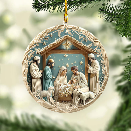 Bestchoo 2D Acrylic Ornament - Starry Night Adoration Nativity