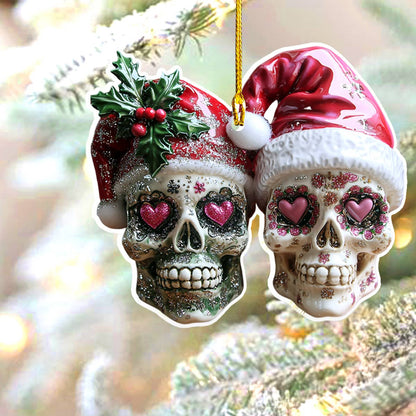Bestchoo 2D Acrylic Ornament Everlasting Christmas Love Skulls
