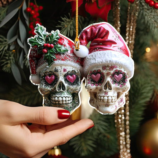 Bestchoo 2D Acrylic Ornament Everlasting Christmas Love Skulls
