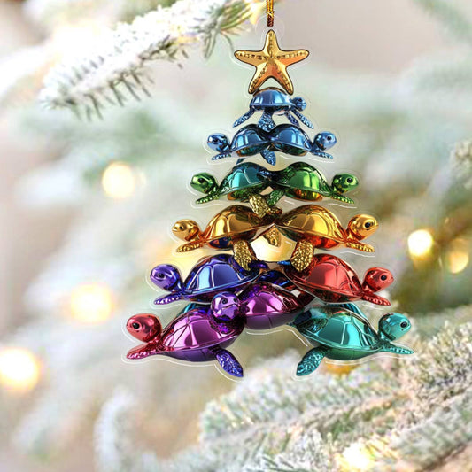 Bestchoo 2D Acrylic Ornament Cute Colorful Sea Turtles Christmas Tree