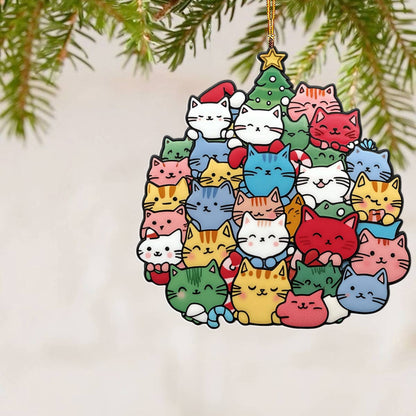 Bestchoo 2D Acrylic Ornament Cuteness Overload Cats Christmas