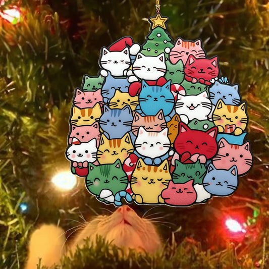 Bestchoo 2D Acrylic Ornament Cuteness Overload Cats Christmas