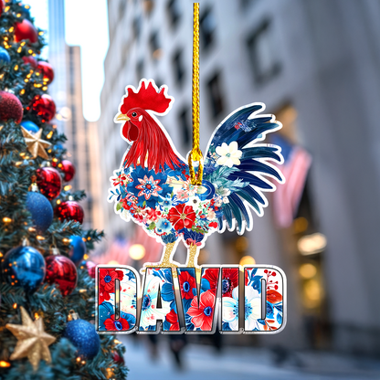 Bestchoo Personalized 2D Acrylic Ornament America Rooster