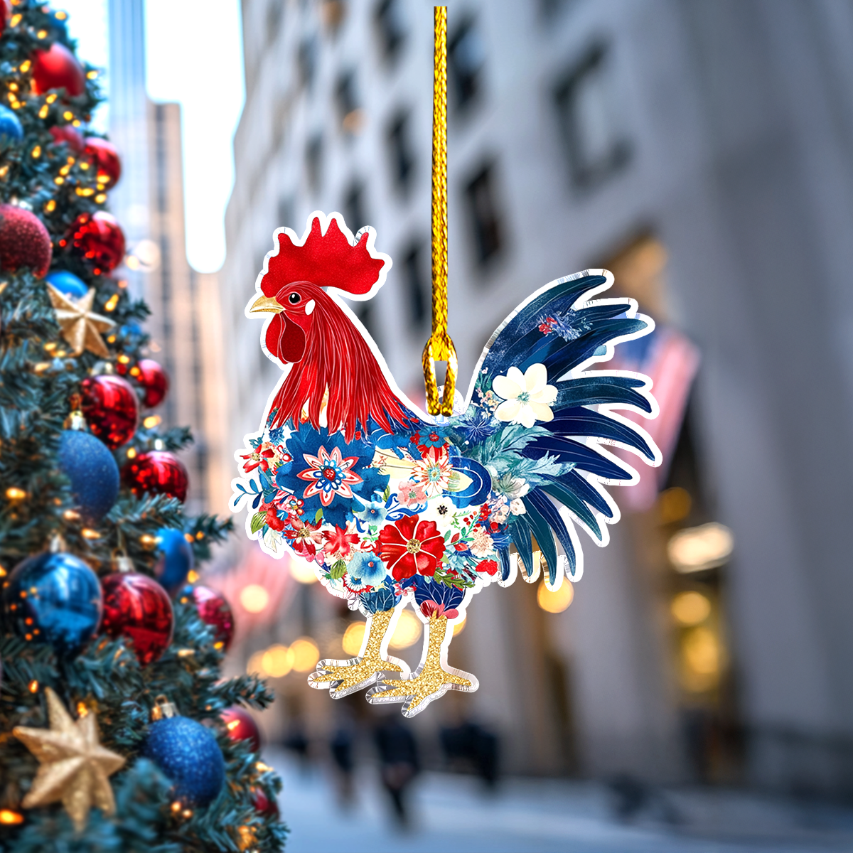Bestchoo Personalized 2D Acrylic Ornament America Rooster