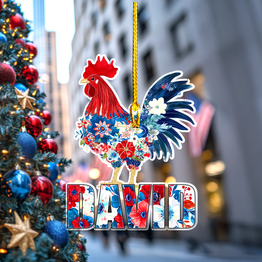 Bestchoo Personalized 2D Acrylic Ornament America Rooster