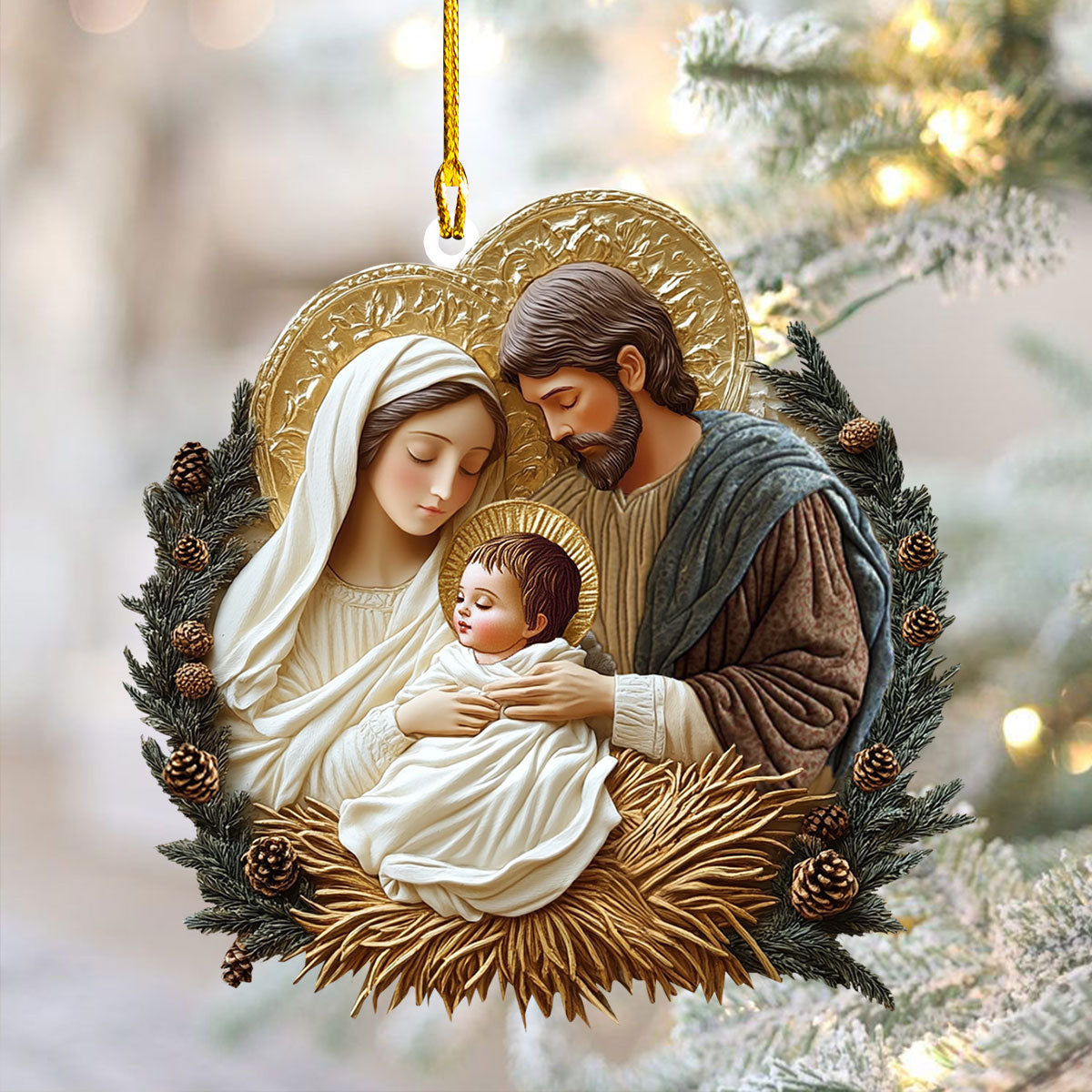 Bestchoo 2D Acrylic Ornament - Sacred Family Embrace