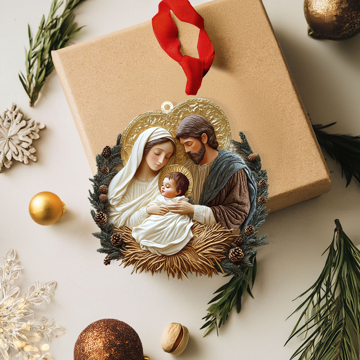 Bestchoo 2D Acrylic Ornament - Sacred Family Embrace