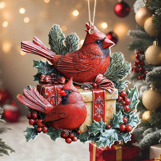 Bestchoo 2D Acrylic Ornament - Cardinal Holiday Whispers