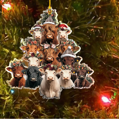Bestchoo 2D Acrylic Ornament Merry Christmas Cows