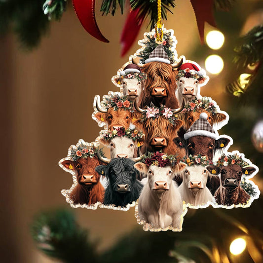 Bestchoo 2D Acrylic Ornament Merry Christmas Cows