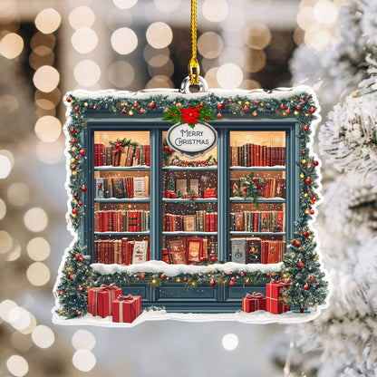 Bestchoo 2D Acrylic Ornament Holiday Bookshop