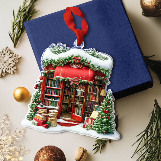 Bestchoo 2D Acrylic Ornament Holiday Bookshop