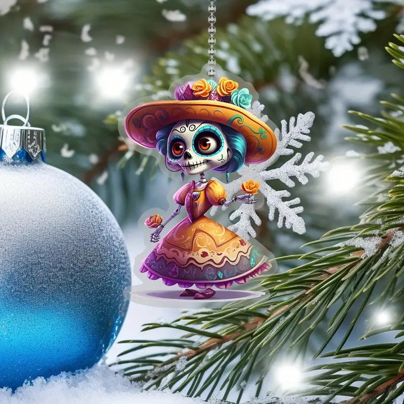 Bestchoo 2D Acrylic Ornament - Pack Discount Skeleton And Flowers