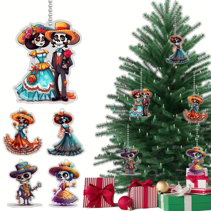 Bestchoo 2D Acrylic Ornament - Pack Discount Skeleton And Flowers