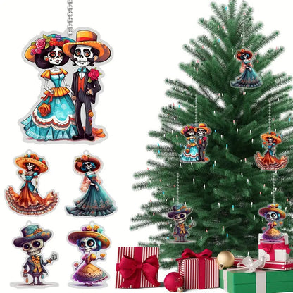 Bestchoo 2D Acrylic Ornament - Pack Discount Skeleton And Flowers
