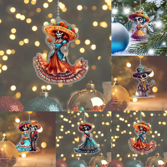 Bestchoo 2D Acrylic Ornament - Pack Discount Skeleton And Flowers