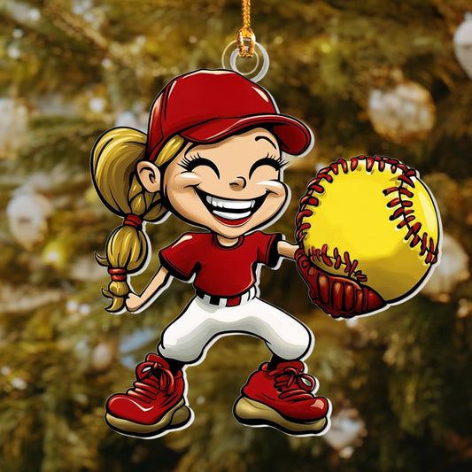 Bestchoo 2D Acrylic Ornament - Softball Superstar Spark