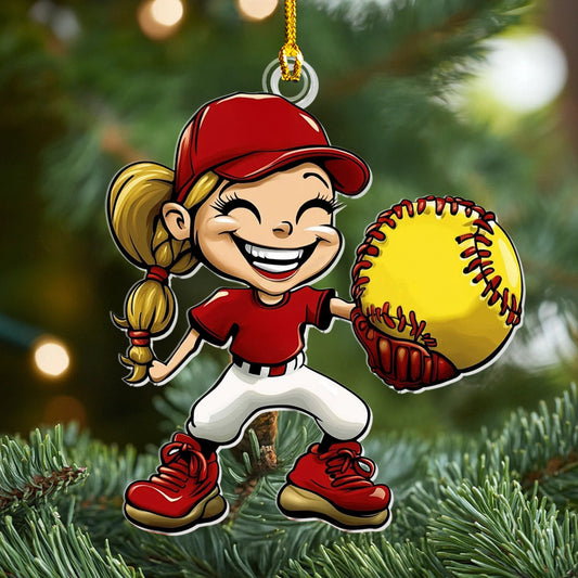 Bestchoo 2D Acrylic Ornament - Softball Superstar Spark
