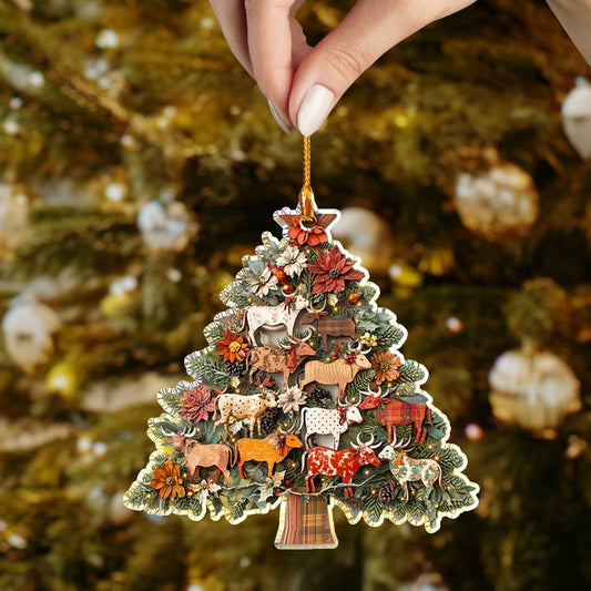 Bestchoo 2D Acrylic Ornament Charming Floral Cows