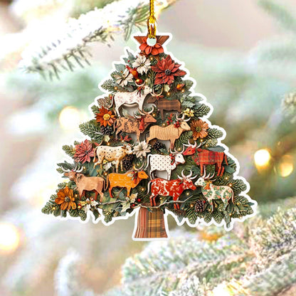 Bestchoo 2D Acrylic Ornament Charming Floral Cows