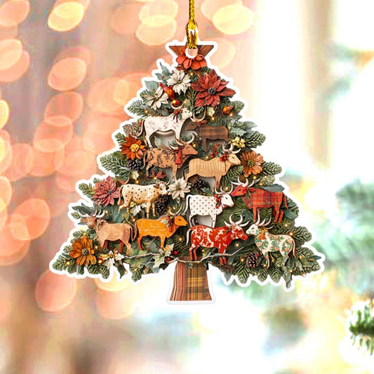 Bestchoo 2D Acrylic Ornament Charming Floral Cows