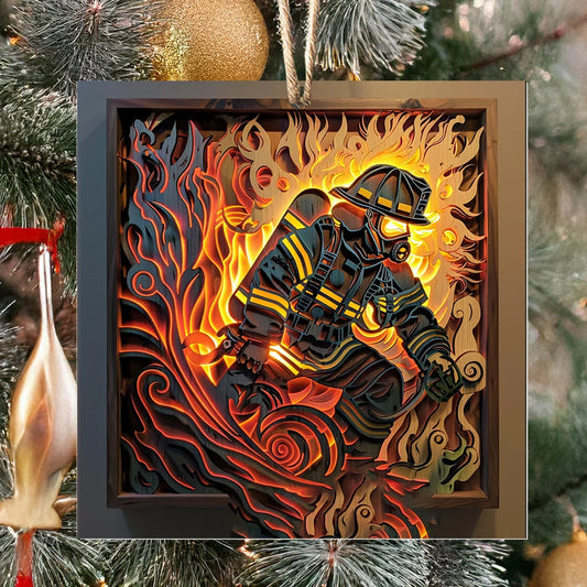 Bestchoo Acrylic Ornament Firefighter : First Responder Flask Set
