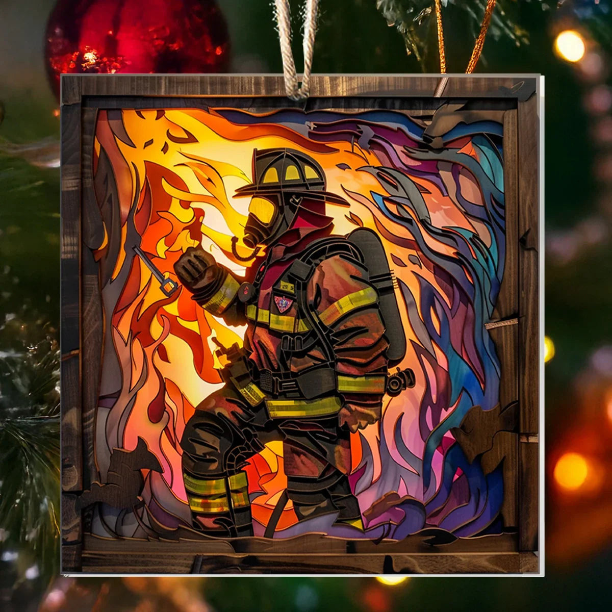 Bestchoo Acrylic Ornament Firefighter : First Responder Flask Set