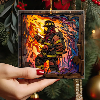 Bestchoo Acrylic Ornament Firefighter : First Responder Flask Set