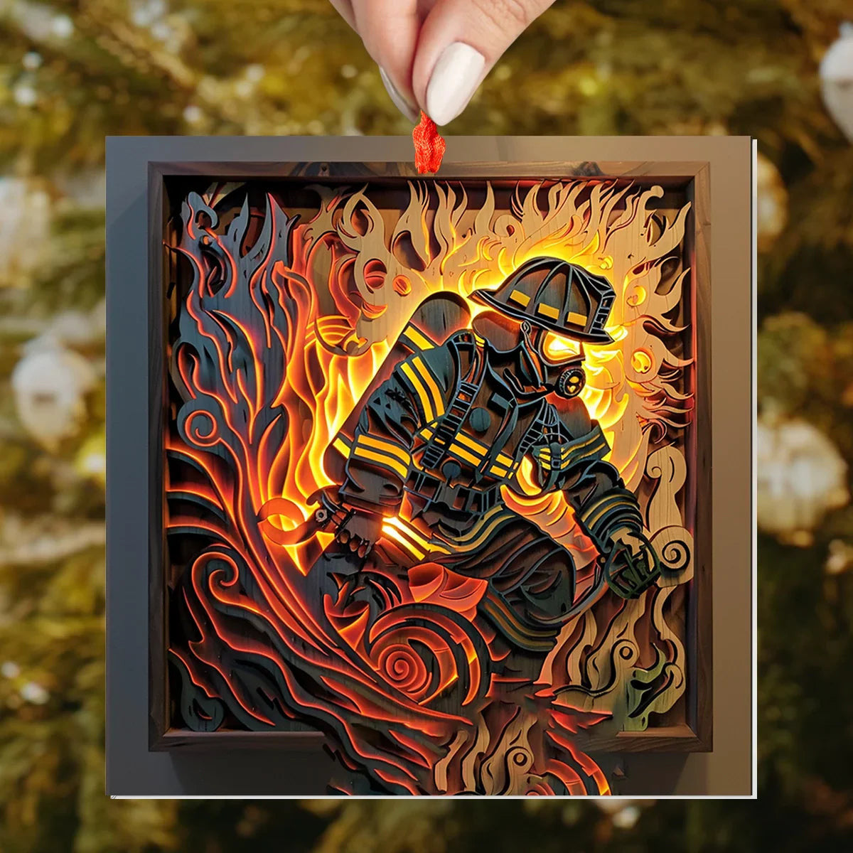 Bestchoo Acrylic Ornament Firefighter : First Responder Flask Set