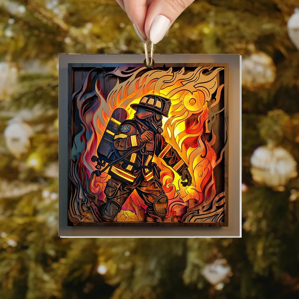 Bestchoo Acrylic Ornament Firefighter : First Responder Flask Set