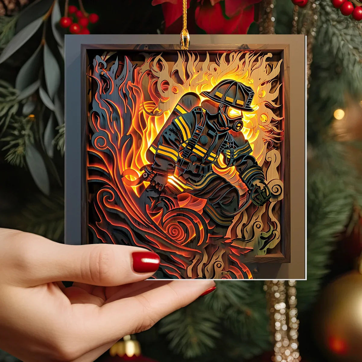 Bestchoo Acrylic Ornament Firefighter : First Responder Flask Set