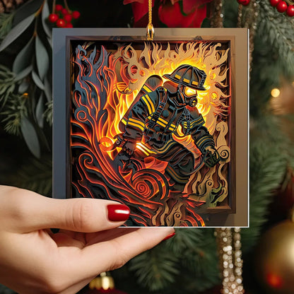 Bestchoo Acrylic Ornament Firefighter : First Responder Flask Set