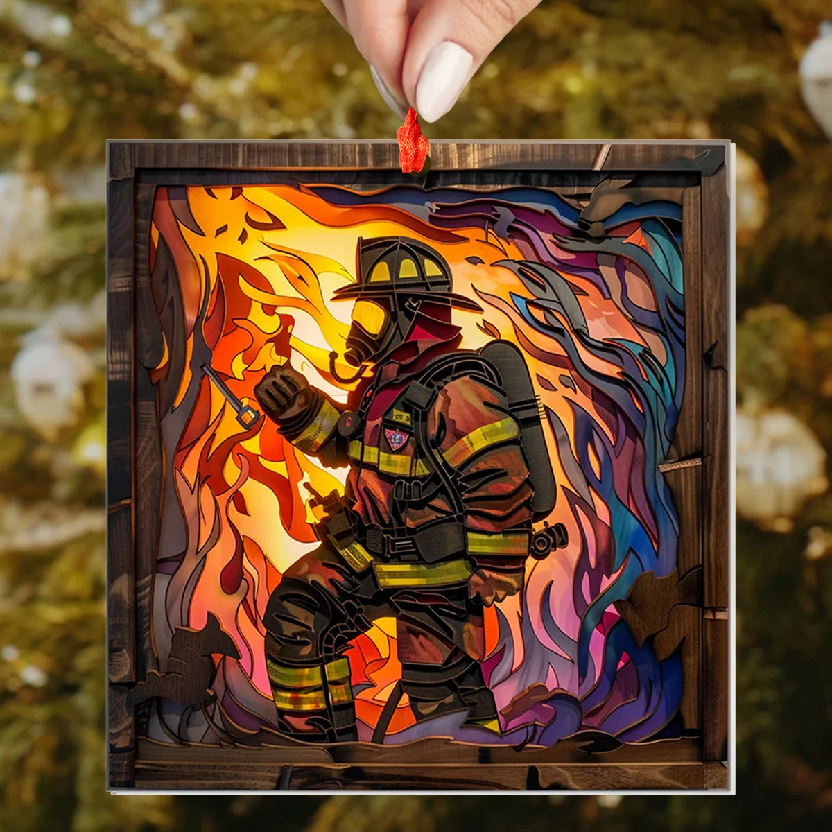 Bestchoo Acrylic Ornament Firefighter : First Responder Flask Set