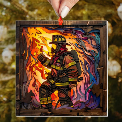 Bestchoo Acrylic Ornament Firefighter : First Responder Flask Set