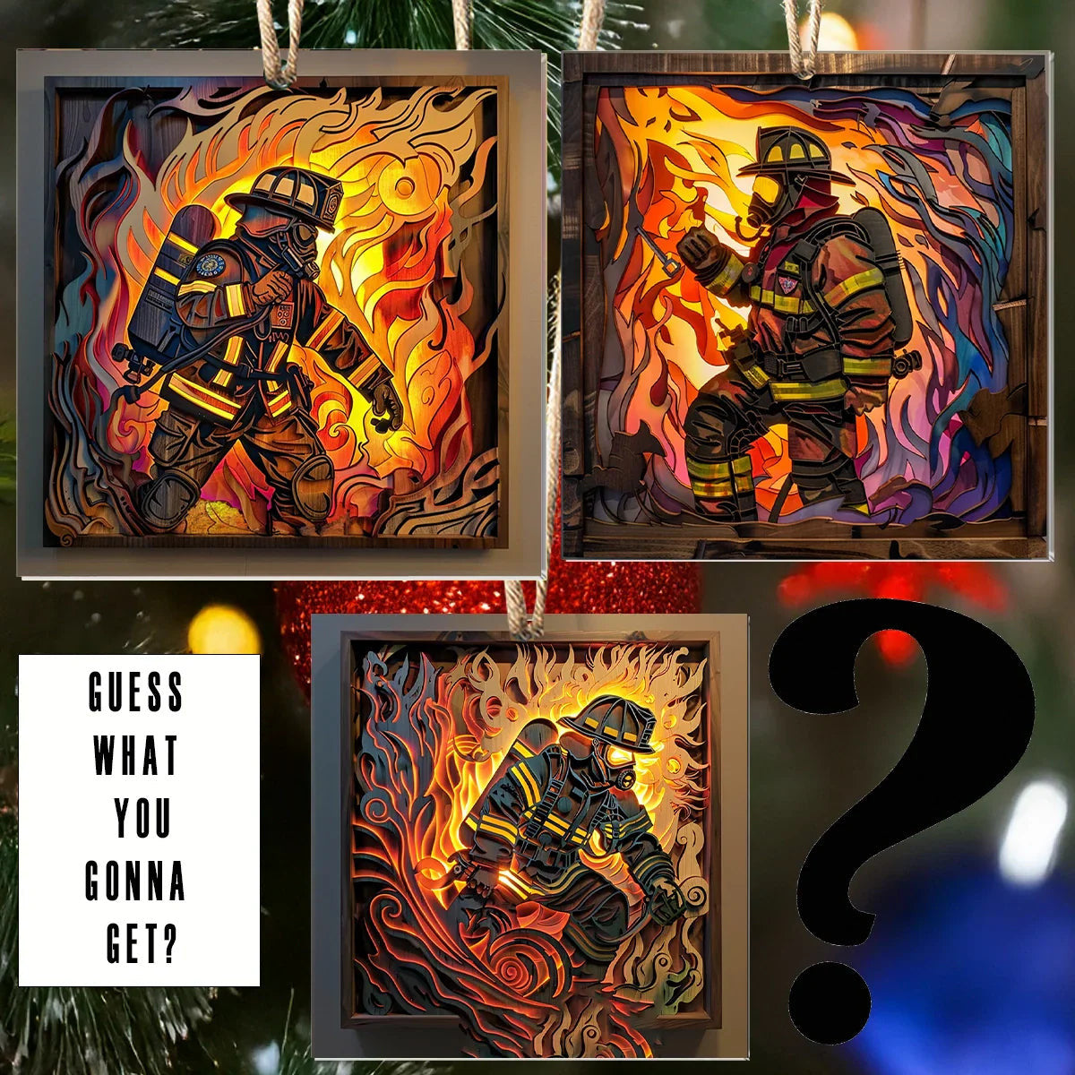 Bestchoo Acrylic Ornament Firefighter : First Responder Flask Set