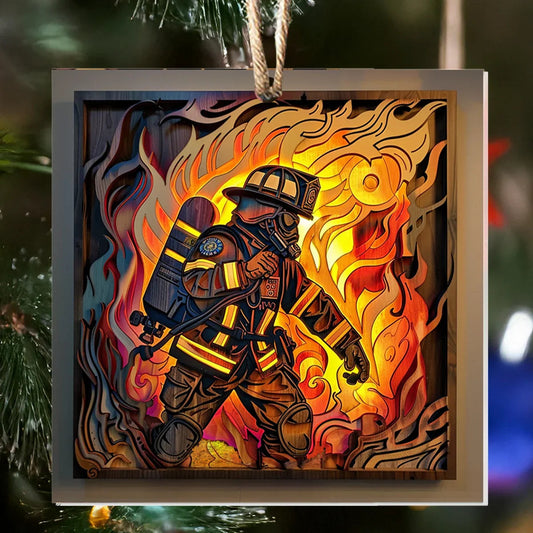 Bestchoo Acrylic Ornament Firefighter : First Responder Flask Set