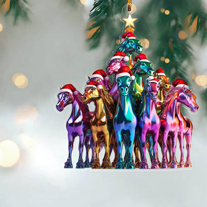 Bestchoo 2D Acrylic Ornament Amazing Christmas Tree Horses