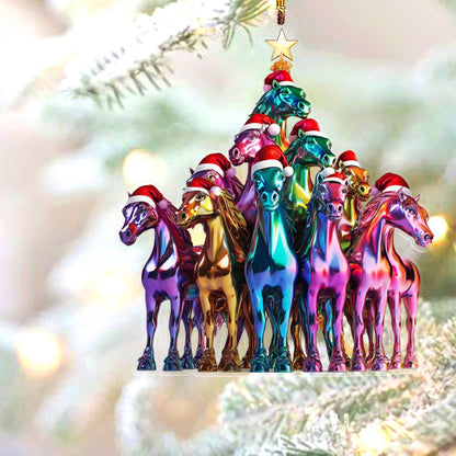 Bestchoo 2D Acrylic Ornament Amazing Christmas Tree Horses
