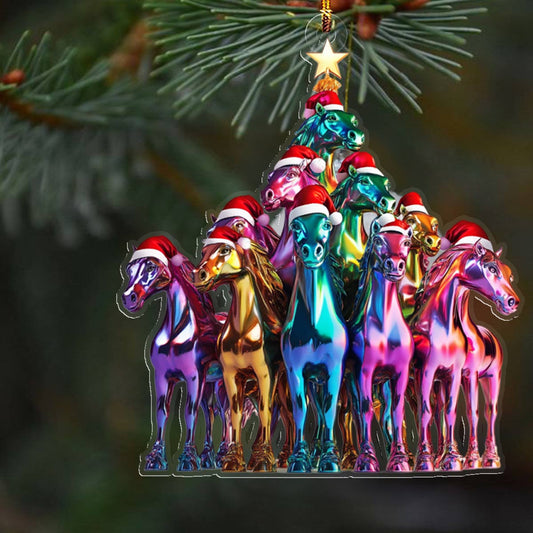 Bestchoo 2D Acrylic Ornament Amazing Christmas Tree Horses