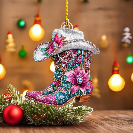 Bestchoo 2D Acrylic Ornament Glamorous Cowgirl Boots