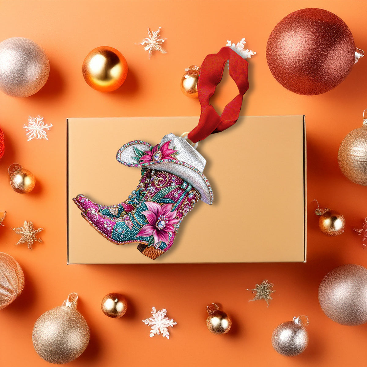 Bestchoo 2D Acrylic Ornament Glamorous Cowgirl Boots