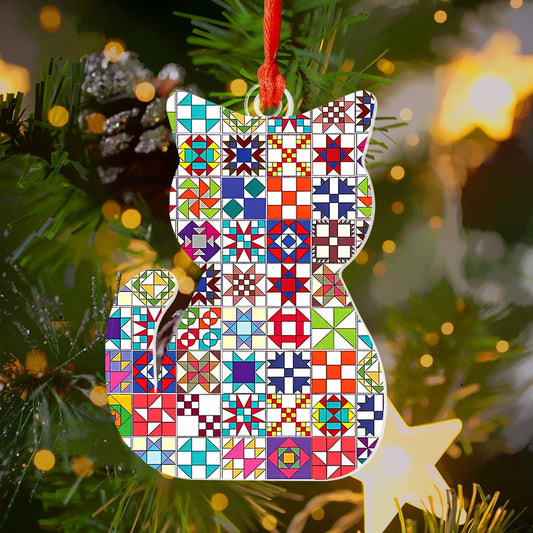 Bestchoo Acrylic Ornament Quilt Block Cat
