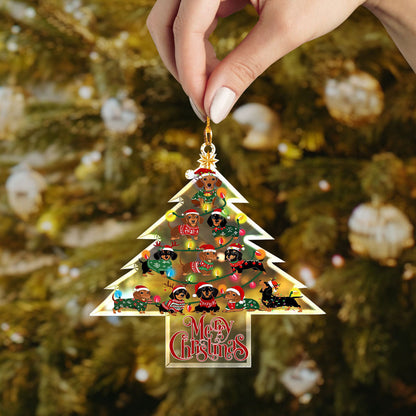Bestchoo 2D Acrylic Ornament - Dachshund Christmas Tree Delight