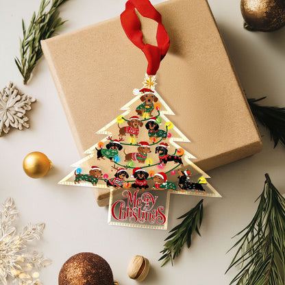Bestchoo 2D Acrylic Ornament - Dachshund Christmas Tree Delight